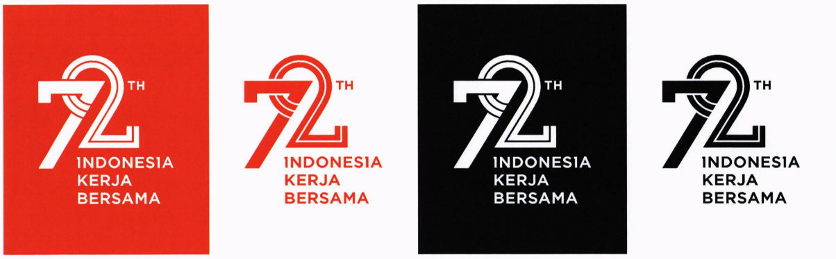 penggunaan logo 72 tahun kemerdekaan indonesia berbagai warna