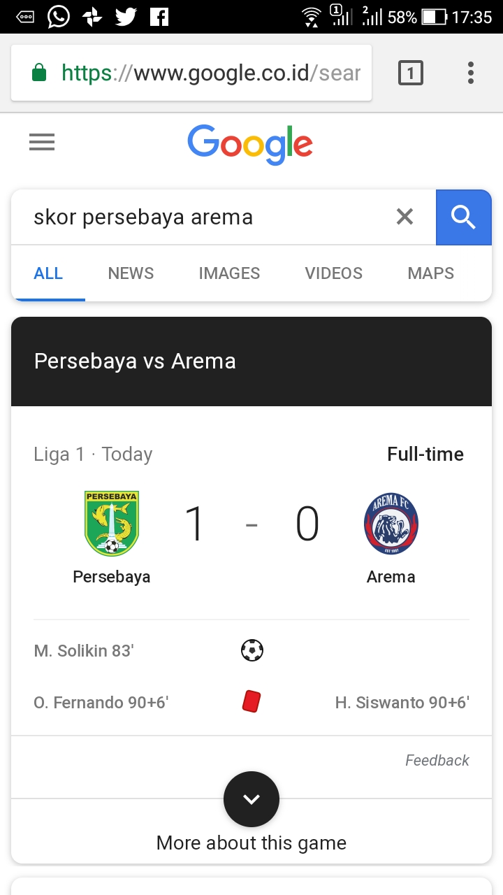 persebaya vs arema 6 mei 2018